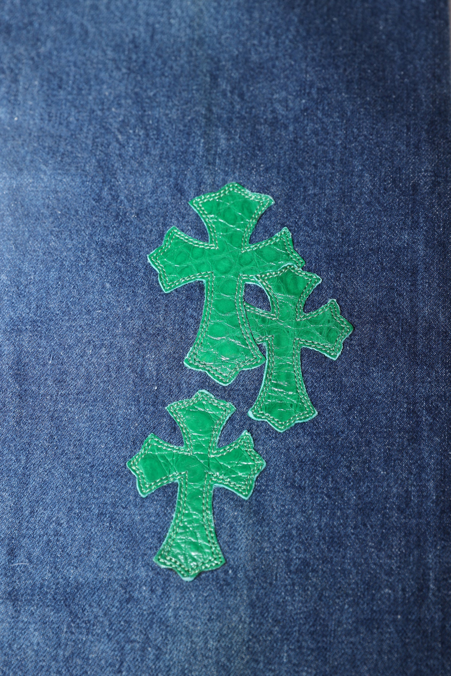 Chrome Hearts Green Crocodile Cross Patch Levi Jeans