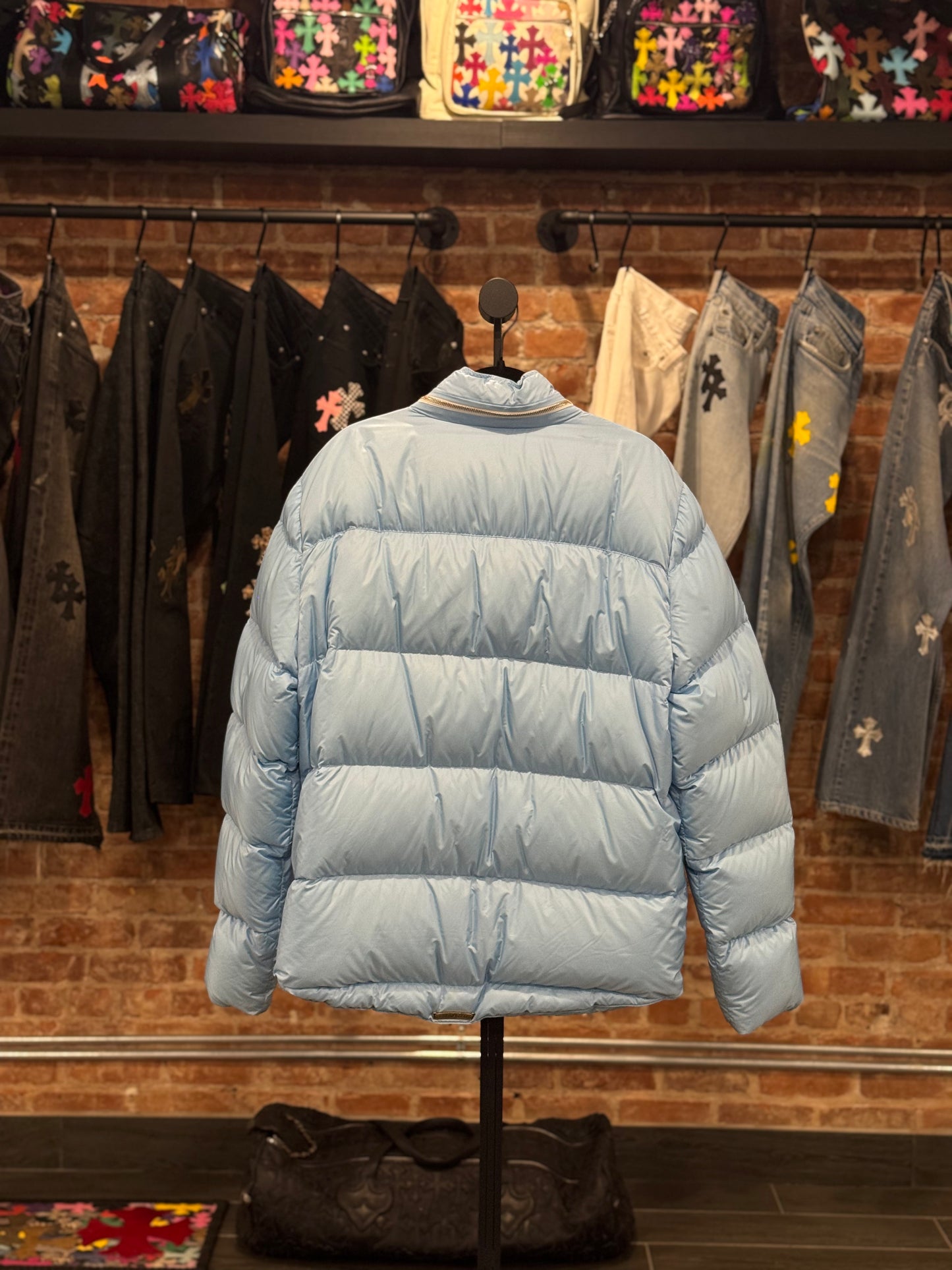 Chrome Hearts Baby Blue Puffer Jacket With Hood