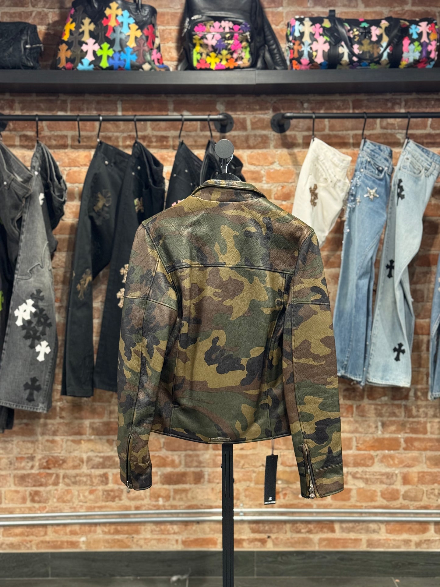 Chrome Hearts Camo Double Rider Leather Jacket