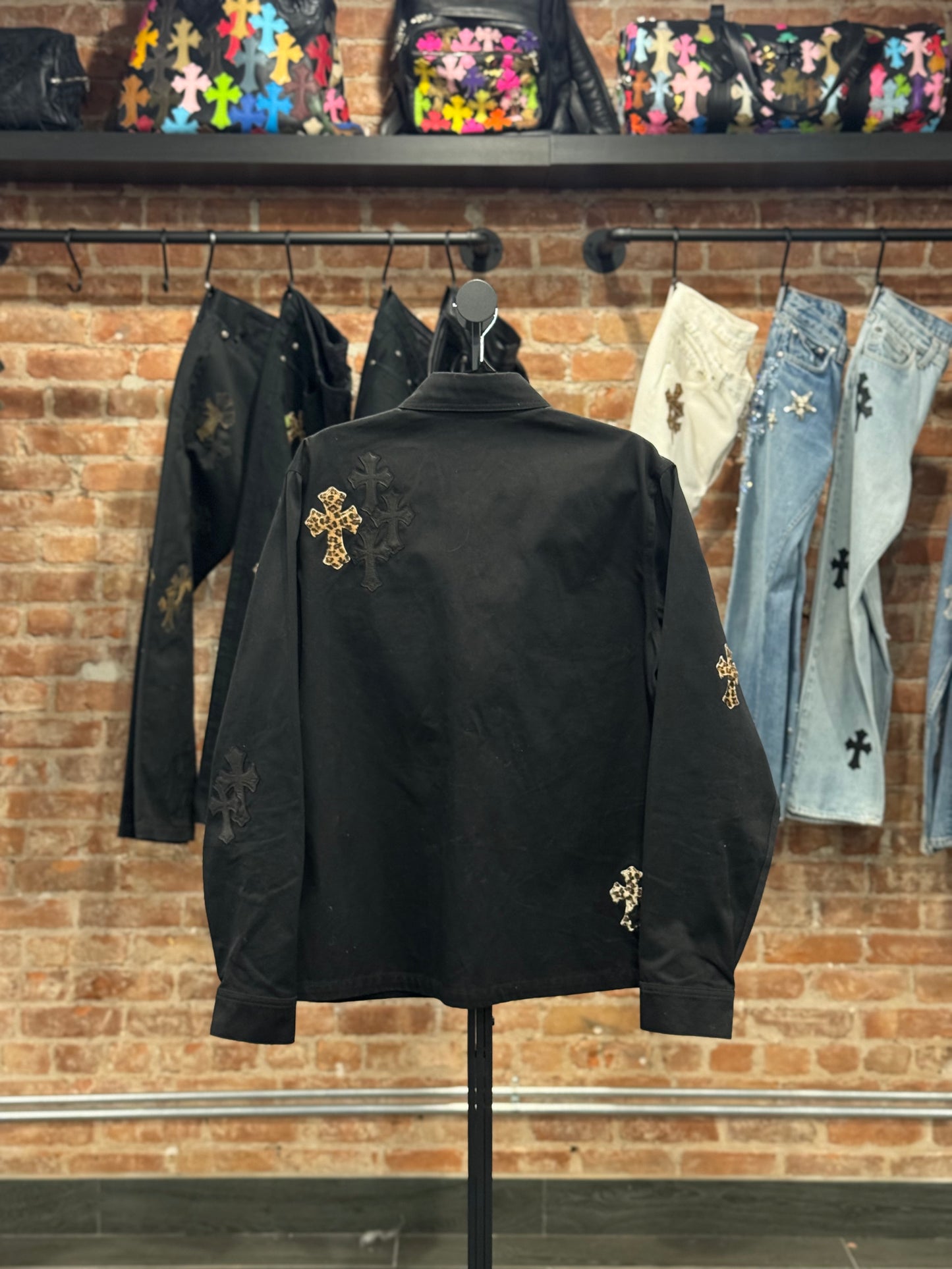 Chrome Hearts Cheetah Cross Patch Work Dog Shirt
