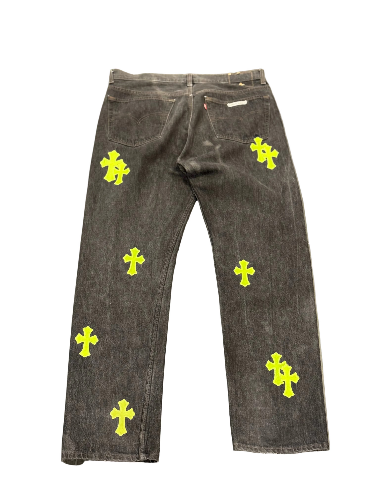Chrome Hearts Neon Green Cross Patch Levi Jeans