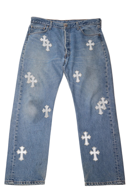 Chrome Hearts Silver Cross Patch Levi Jeans (Drake)