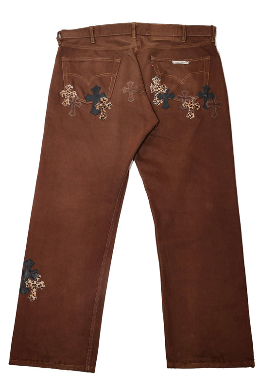 Chrome Hearts NYFW Leopard Levis Cross Patch Jeans