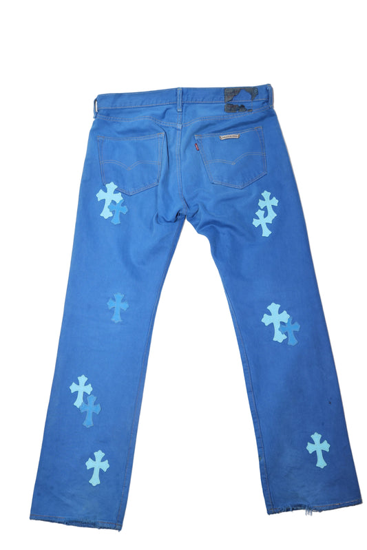Chrome Hearts Blue Cross Patch London Levi Jeans