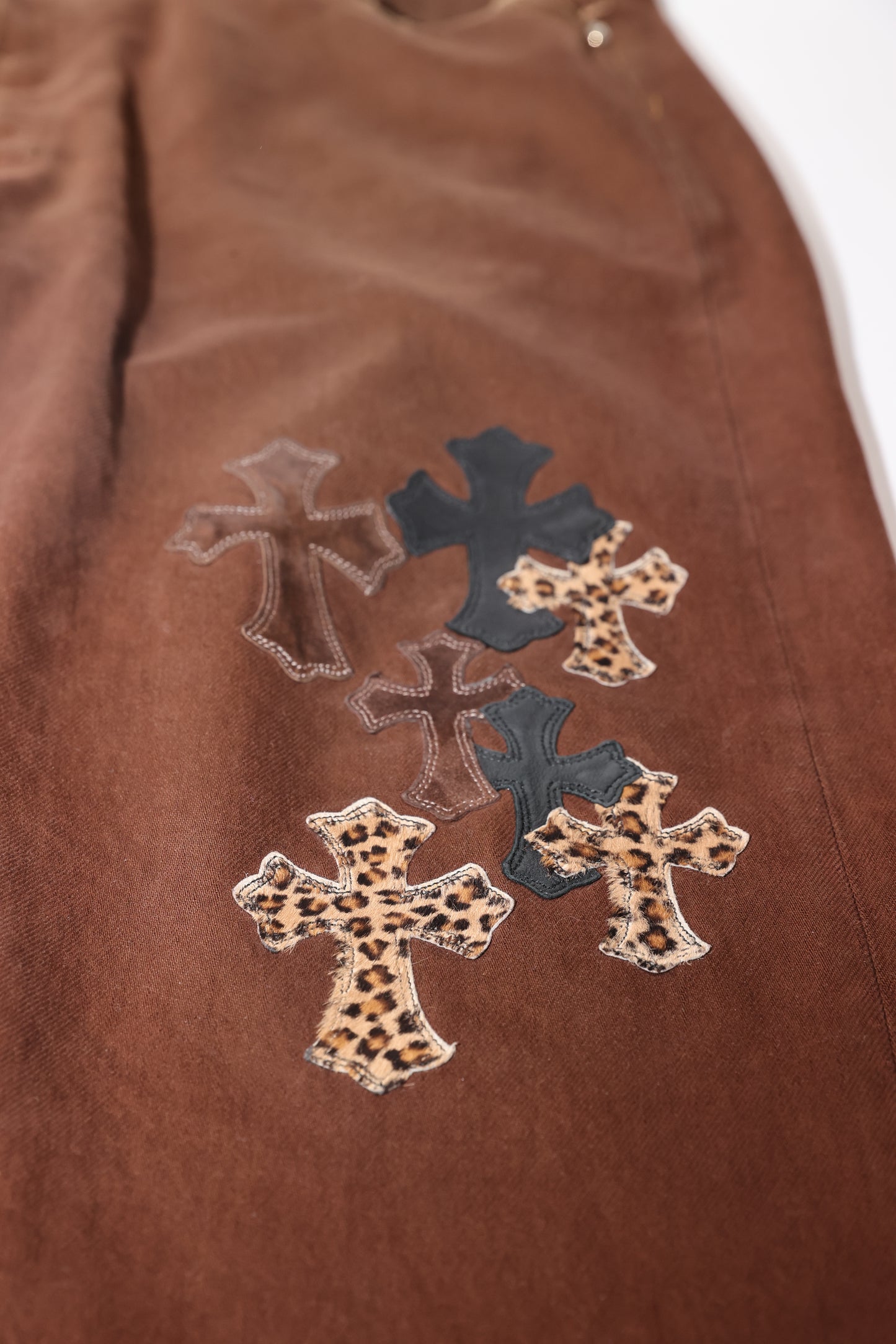 Chrome Hearts NYFW Leopard Levis Cross Patch Jeans