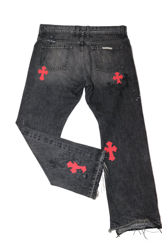 Chrome Hearts Red Cross Patch Black Levi Jeans