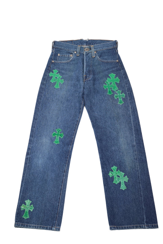 Chrome Hearts Green Crocodile Cross Patch Levi Jeans