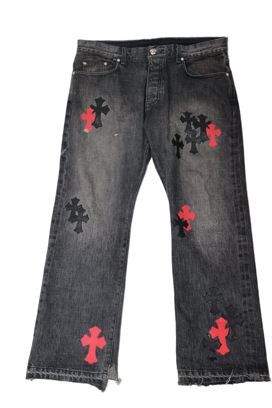 Chrome Hearts Red Cross Patch Black Levi Jeans
