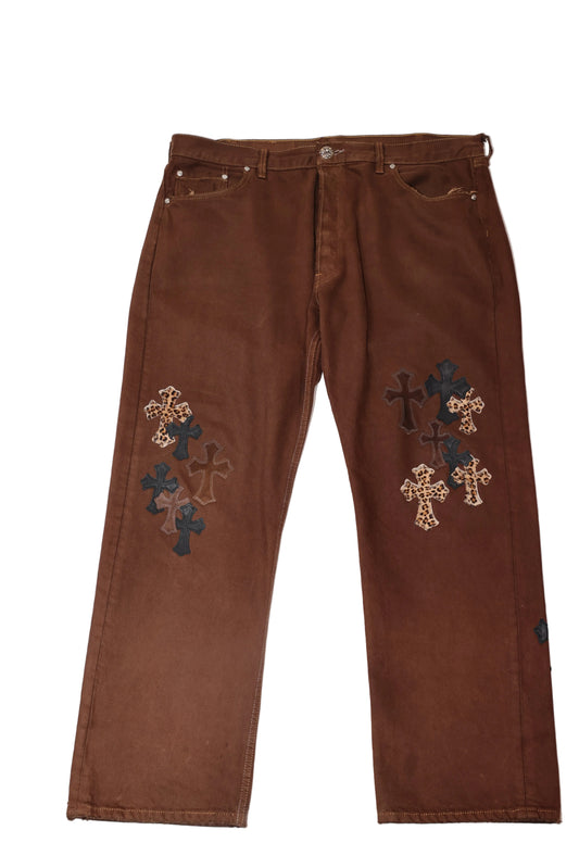 Chrome Hearts NYFW Leopard Levis Cross Patch Jeans