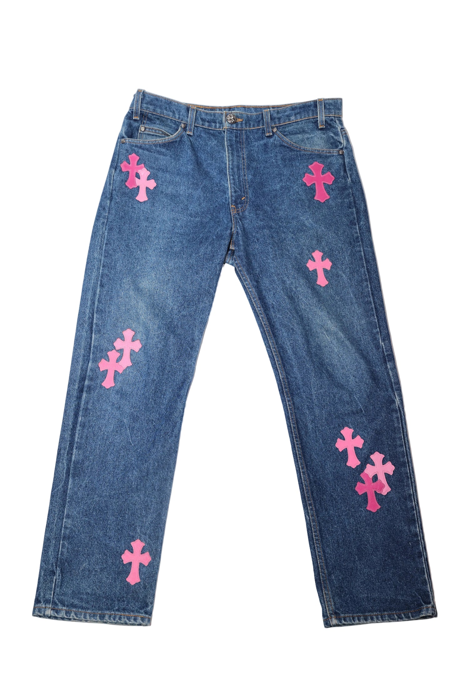 Chrome Hearts Pink Cross Patch Levi Jeans
