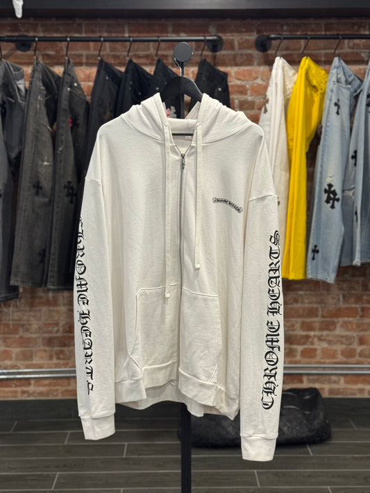 Chrome Hearts White Scroll Logo Zip-Up