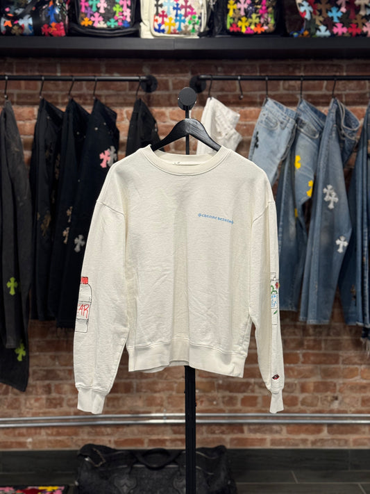 Chrome Hearts Matty Boy White Retro Cycle Crewneck