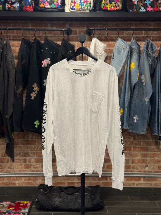 Chrome Hearts White Love You Neck Logo Longsleeve T-shirt