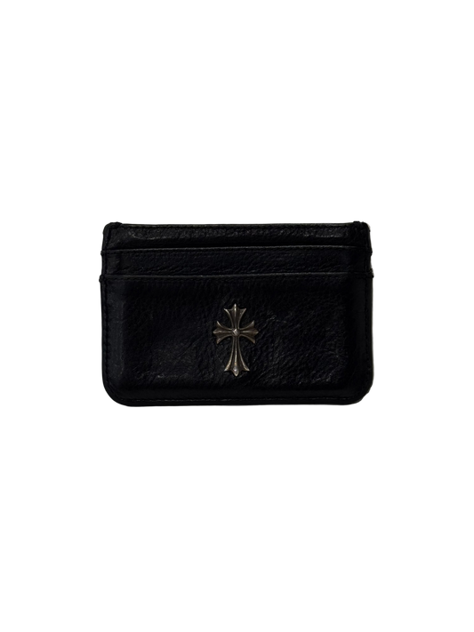Chrome Hearts Silver Cross Leather Card Holder