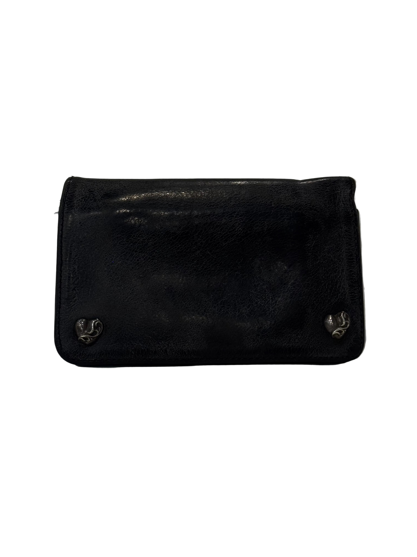Chrome Hearts Heart Button Leather Wallet