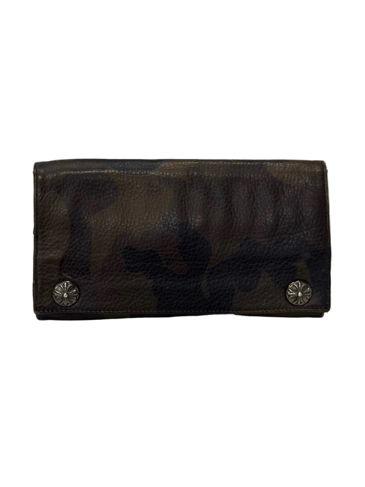Chrome Hearts Cross Button Camo Leather Long Wallet