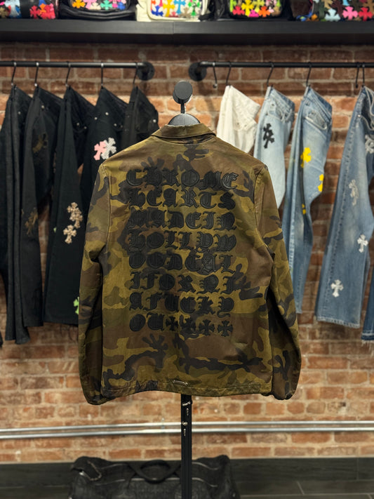 Chrome Hearts Plus Patch Eye Chart Camo Leather Jacket