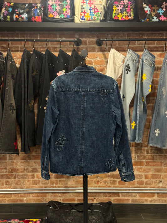 Chrome Hearts Blue Denim Cross Patch Work Jacket
