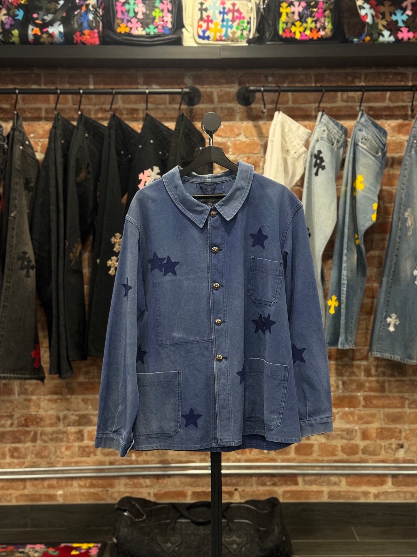 Chrome Hearts Denim Star Patch French Work Jacket