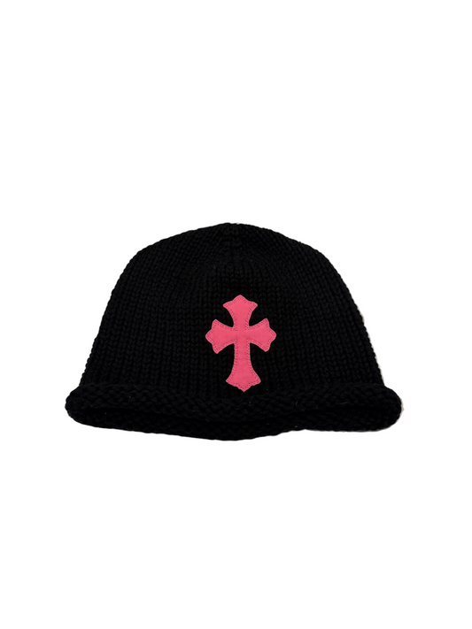 Chrome Hearts Pink Cross Patch Wool Beanie