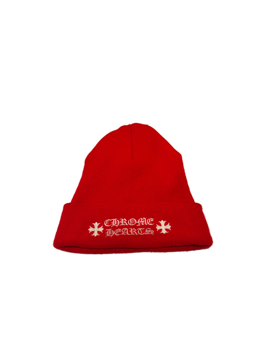 Chrome Hearts Red Logo Embroidered Beanie