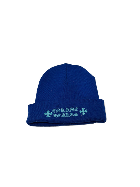 Chrome Hearts Blue Logo Embroidered Beanie