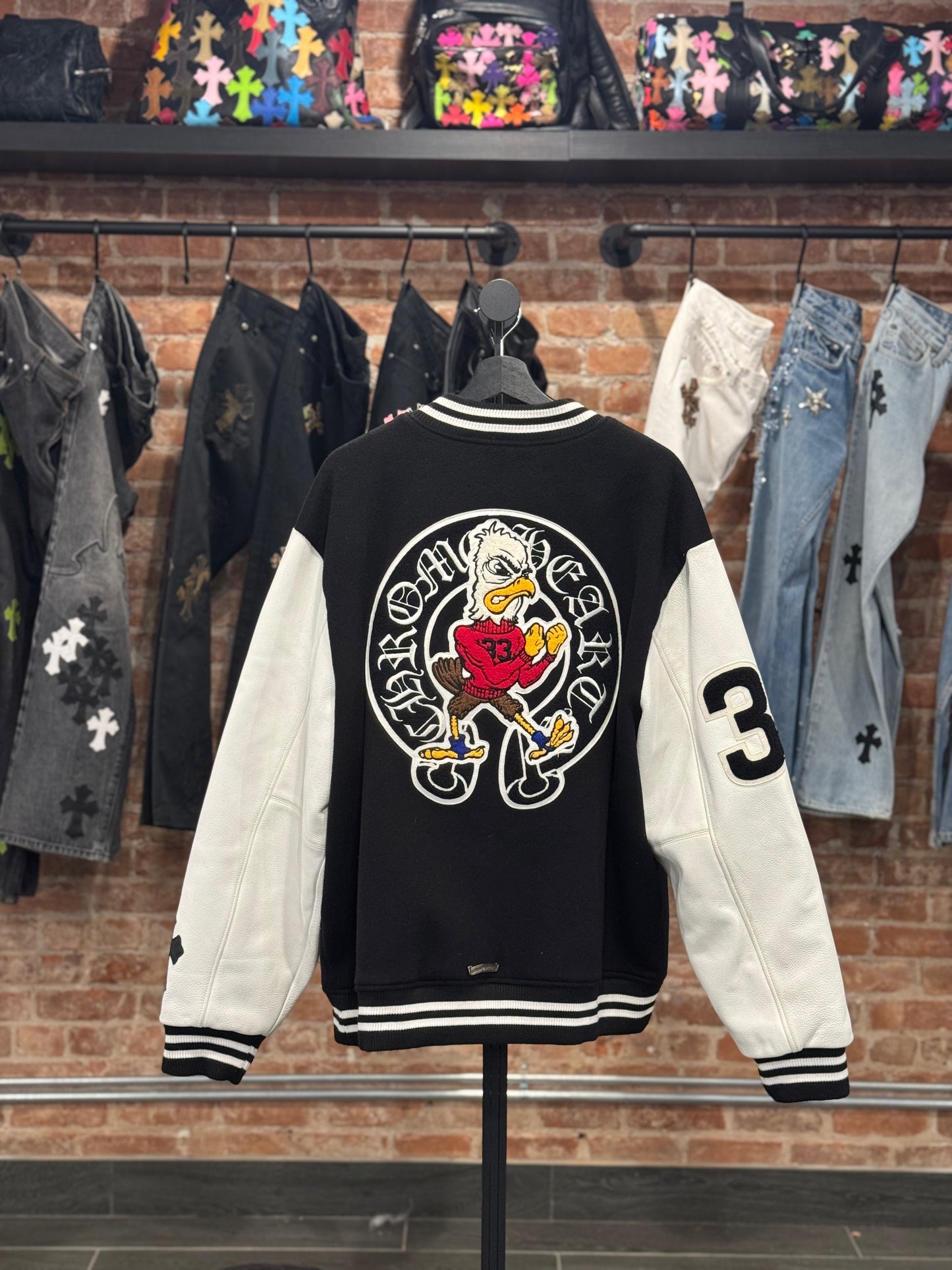Chrome Hearts Cross Patch Chicken Varsity Jacket