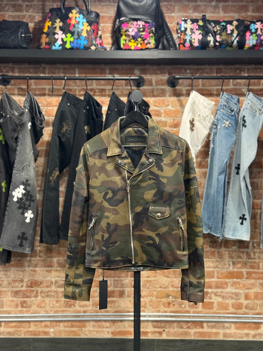 Chrome Hearts Camo Double Rider Leather Jacket