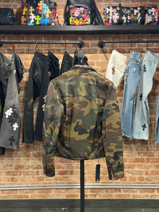 Chrome Hearts Camo Double Rider Leather Jacket
