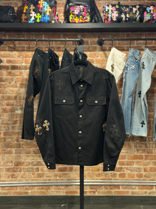 Chrome Hearts Cheetah Cross Patch Work Dog Shirt