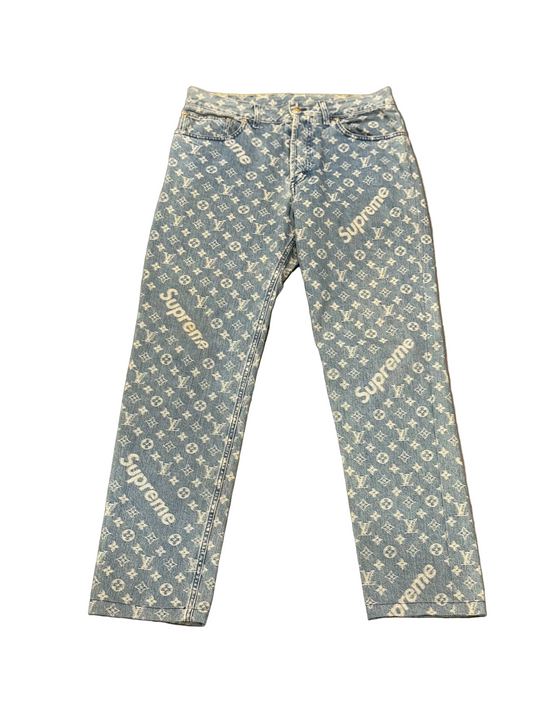 Louis Vuitton Supreme Monogram Blue Jeans