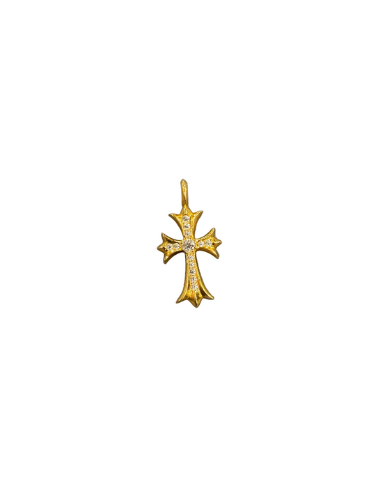 Chrome Hearts Tiny Fat Gold Diamond Pendant