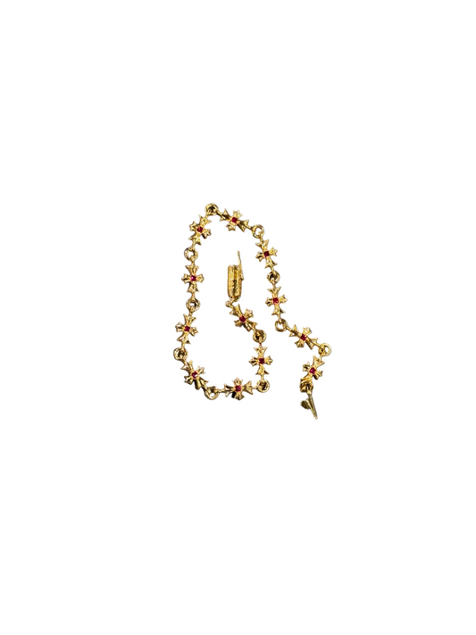 Chrome Hearts Tiny E Gold & Ruby Bracelet