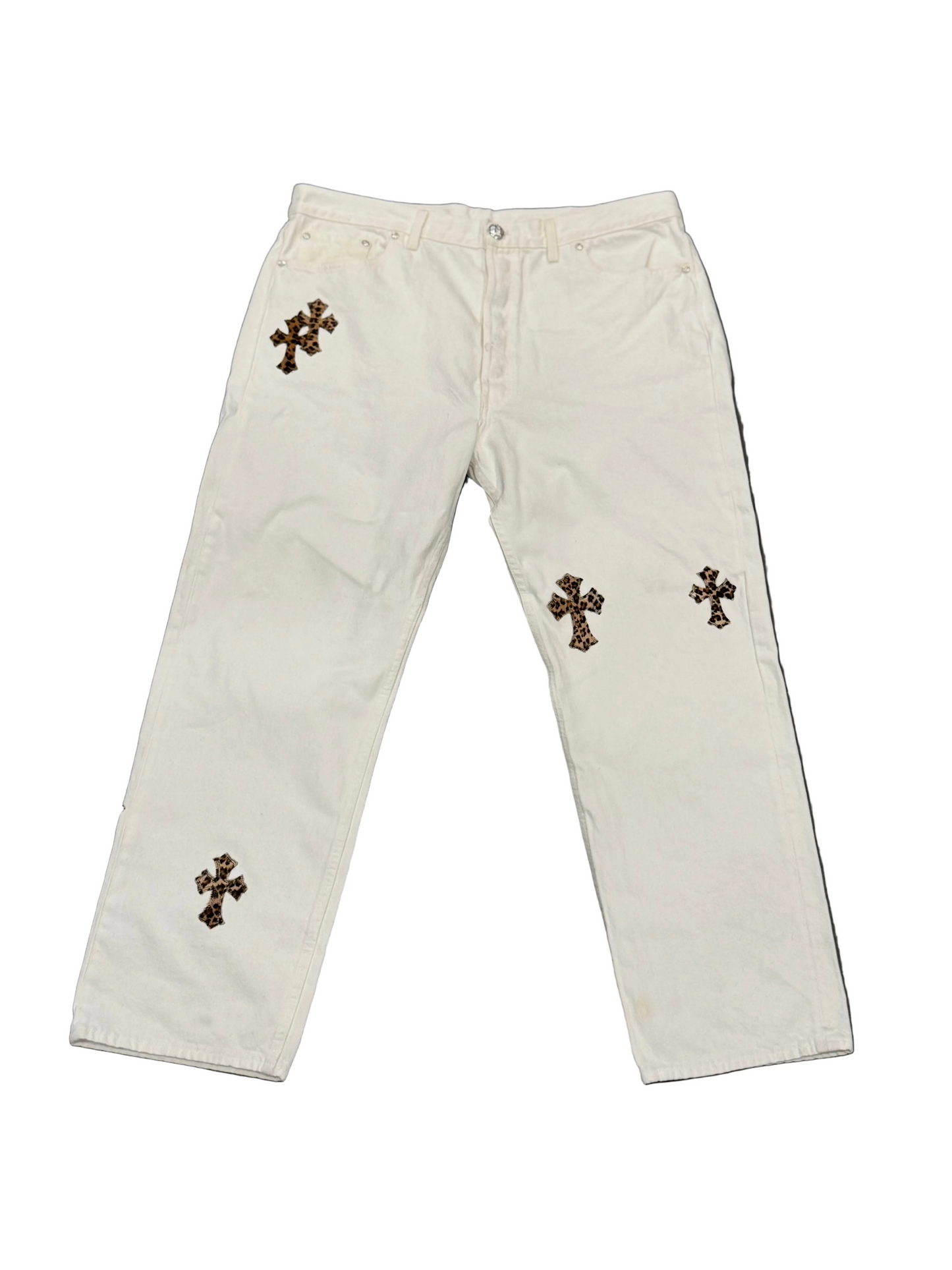 Chrome Hearts Cheetah Patch White Levis Jeans