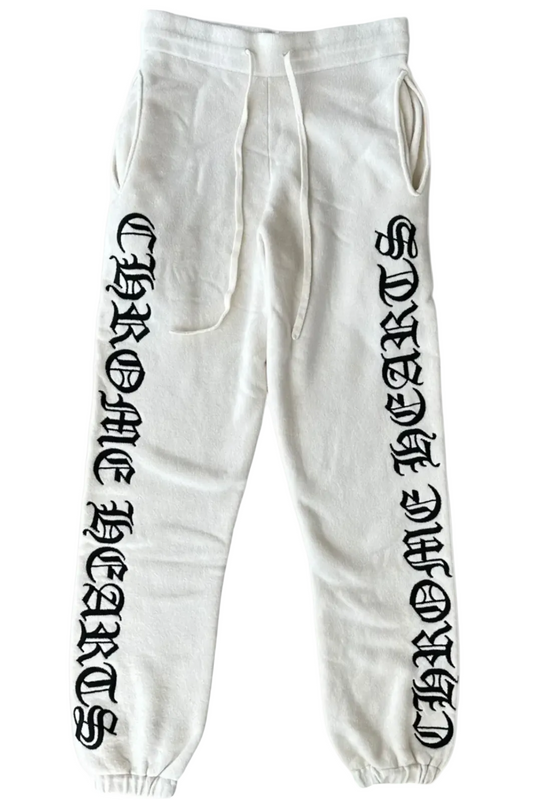 Chrome Hearts Cream Cashmere Embroidered Sweatpants