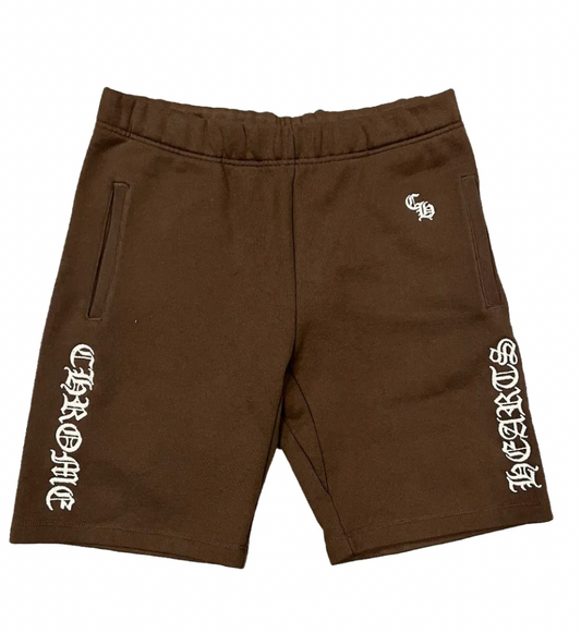 Chrome Hearts Brown Embroidered CH Logo Sweat Shorts