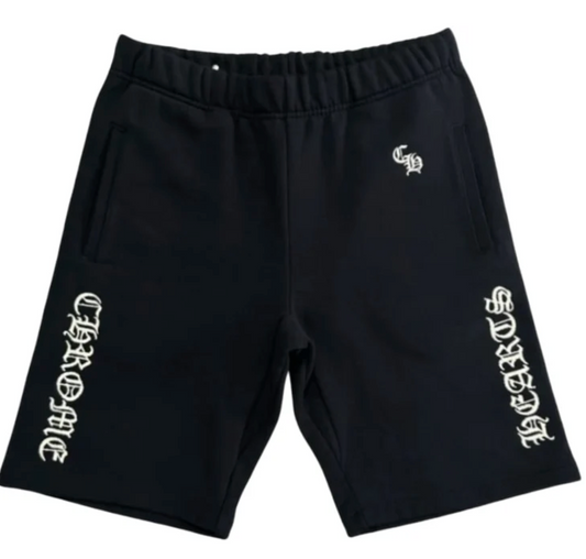Chrome Hearts Black Embroidered CH Logo Sweat Shorts